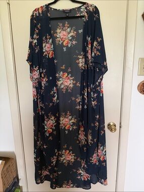 torrid Navy Floral Sheer Kimono Duster